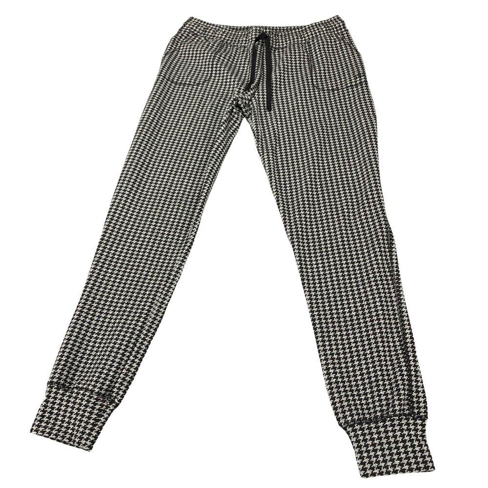 Albion Black Check Jetsetters Joggers Size Large Tall Womens Gray Houndstoothโ